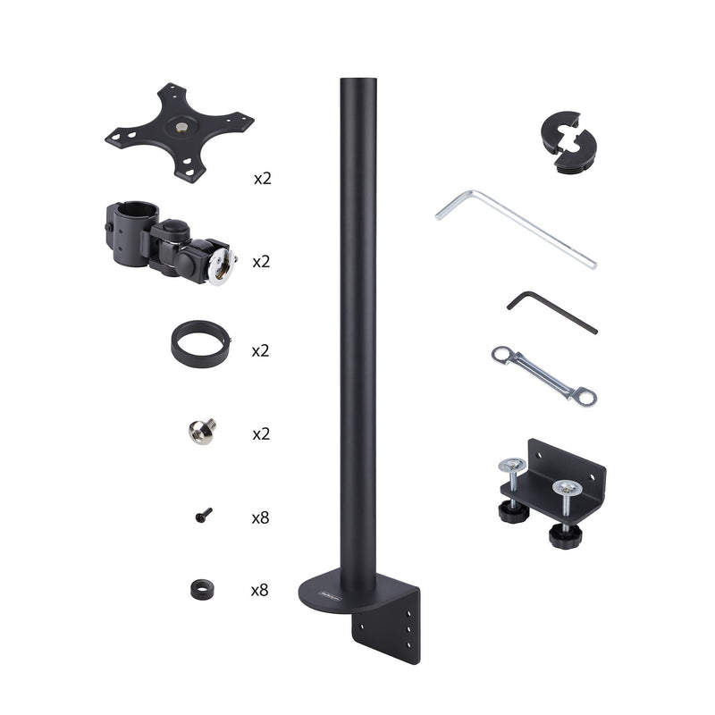 StarTech.com Desk Mount For 2x Vertically Stacked Monitors, Dual 49", Total 70lb (32kg), C-Clamp, Quick-Release VESA System, Widescreen 16:9/Ultrawide 32:9, TAA