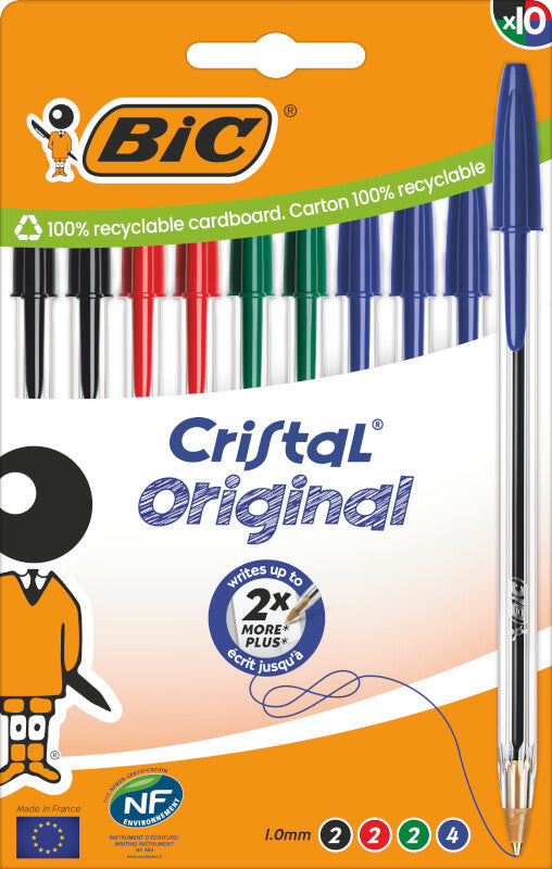 BIC 516354 ballpoint pen Black, Blue, Green, Red Stick ballpoint pen Medium 10