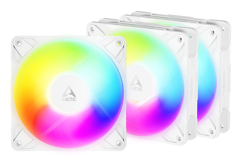ARCTIC Freezer P12 Pro Reverse A-RGB (White) - 3 Pack - 120 mm A-RGB PWM Fan with Cable Splitter