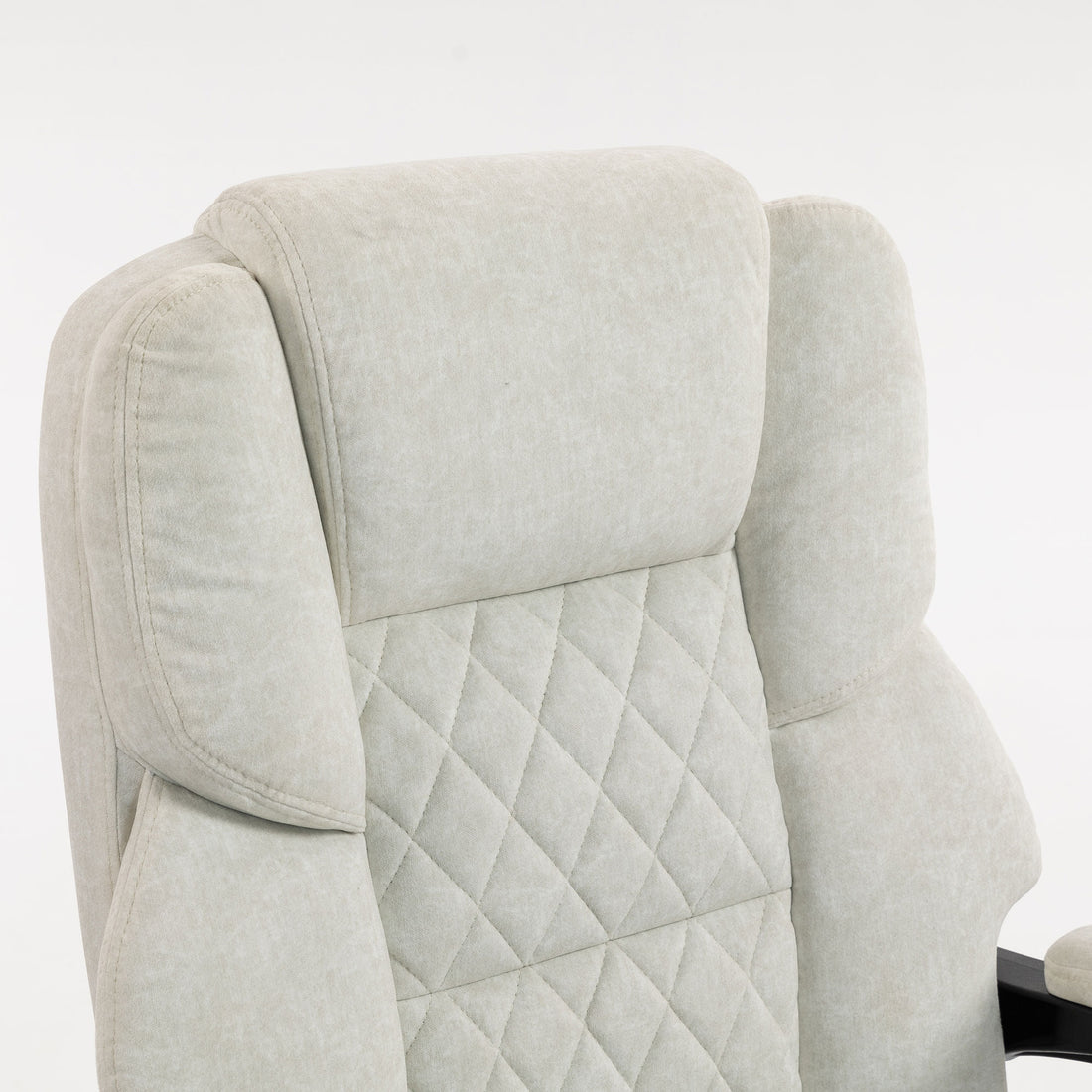 HOMCOM Office Chair with 6-point Vibration Massage and Heat, Fabric Desk Chair with Footrest, High Back, Cream White
