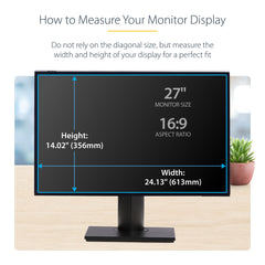 StarTech.com 27-inch 16:9 Computer Monitor Privacy Screen, Hanging Acrylic Filter, Quick-Install Security Shield, Monitor Screen Protector, +/- 30 Deg. View, Glossy
