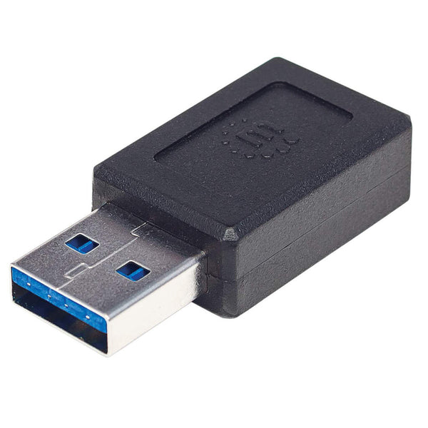 Manhattan USB-C Female to USB-A Male Adapter, USB 3.2 Gen 2 (formerly USB 3.1 Gen 2), 10 Gbps, SuperSpeed+ USB, Black, Lifetime Warranty