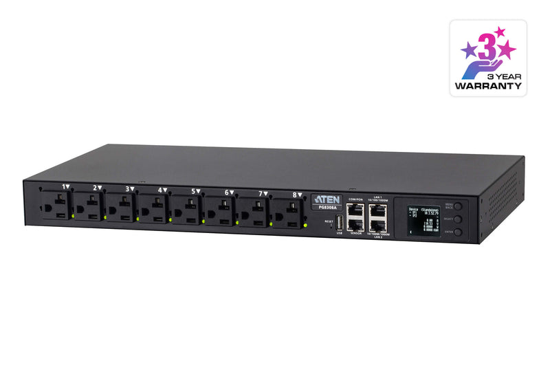 Software Outlet ATEN 32A 8-Outlet 1U Outlet Metered & Switched PDU + Free Eco PDU Mana ...