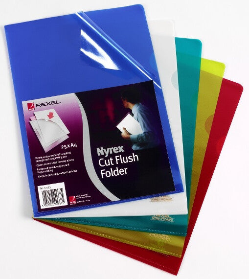 Rexel Nyrex A4 Cut Flush Folders Assorted (25)