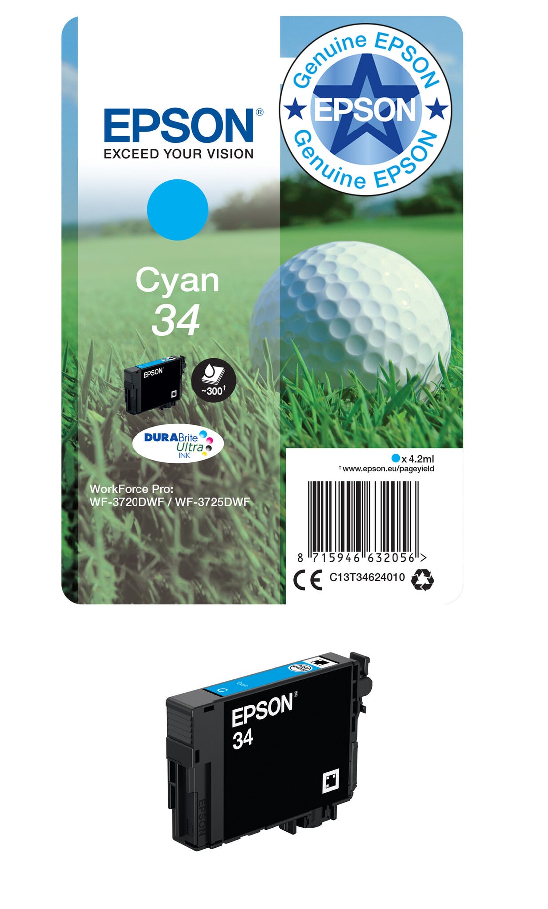 Epson Golf ball 34 DURABrite Ultra Single Cyan Ink - image 2
