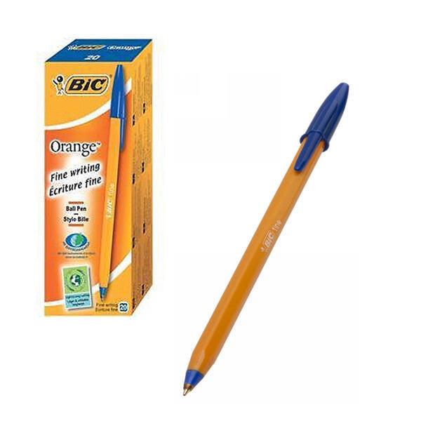 BIC Orange Fine Blue Stick ballpoint pen 20