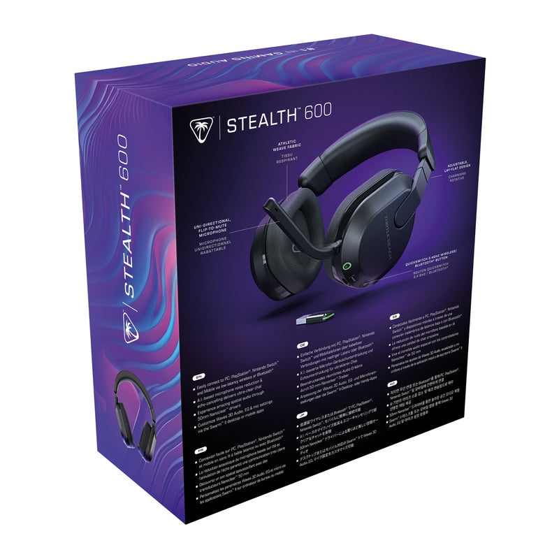Turtle Beach Stealth 600 Black PC Wireless Gaming Headset with up to 80 hour Battery, 50mm Speakers and Bluetooth for PC, PS5, PS4 and Mobile