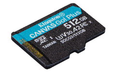 Kingston Technology 512GB microSDXC Canvas Go Plus 170R A2 U3 V30 Card + ADP