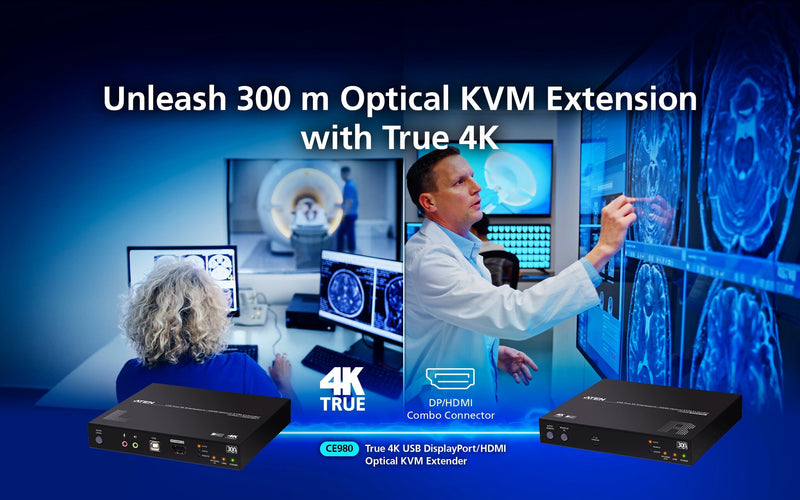 ATEN True 4K DP/HDMI Optical KVM 300m