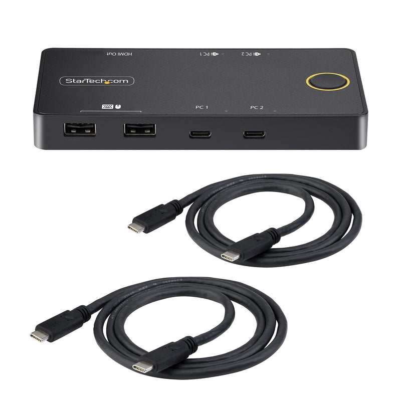 StarTech.com 2-Port USB-C KVM Switch, Single-4K 60Hz HDMI Monitor, Dual-100W Power Delivery Pass-through Ports, Bus Powered, USB Type-C/USB4/Thunderbolt 3/4 Compatible - Small Form Factor