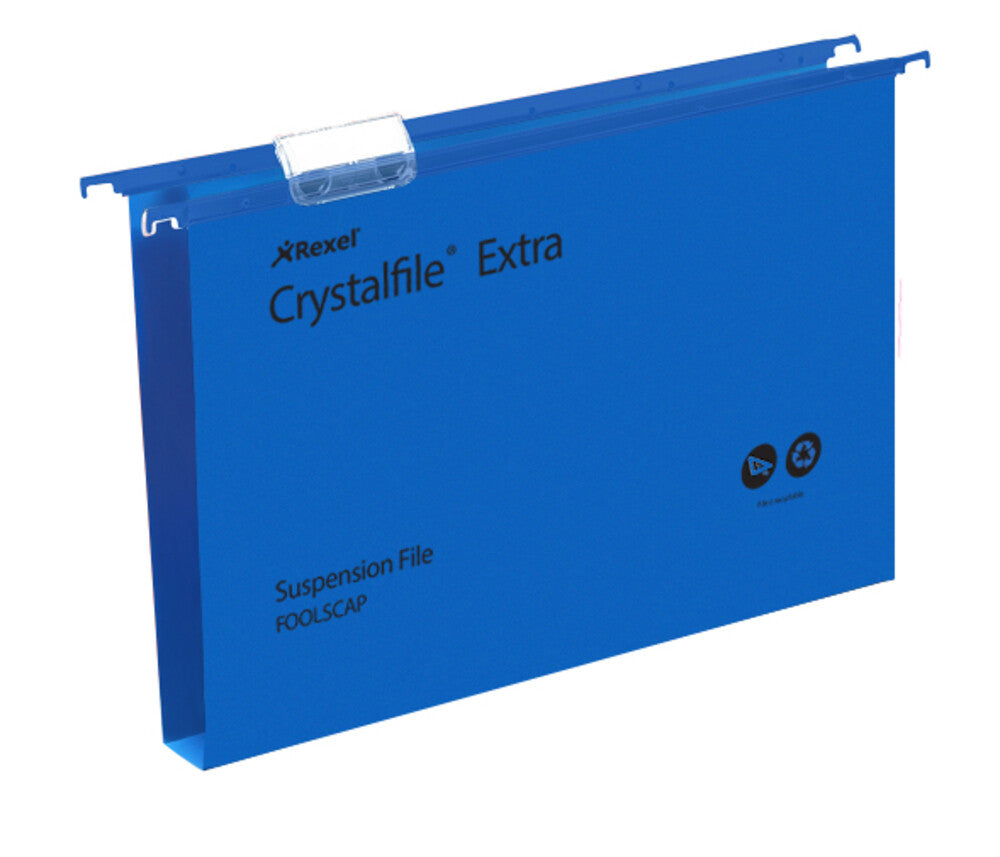 Rexel Crystalfile Extra Foolscap Suspension File 30mm Blue (25) - image 2