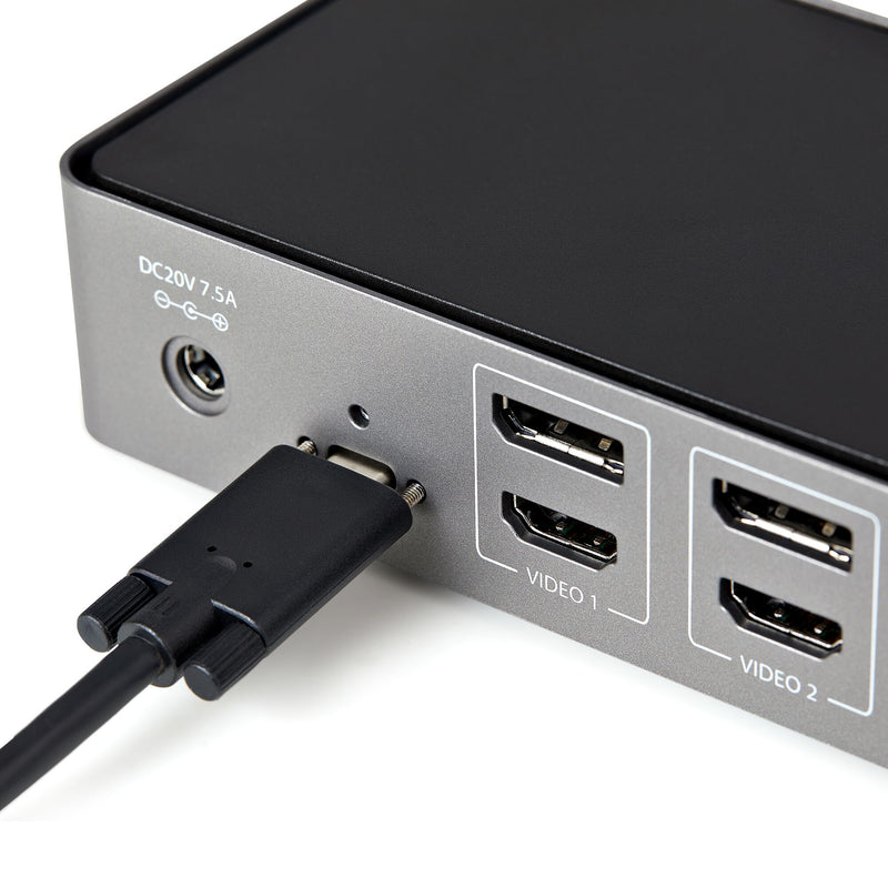 StarTech.com USB-C & USB-A Dock - Hybrid Universal Triple Monitor Laptop Docking Station DisplayPort & HDMI 4K 60Hz - 85W Power Delivery, 6x USB Hub, GbE, Audio - USB 3.1 Gen 2 10Gbps - TAA