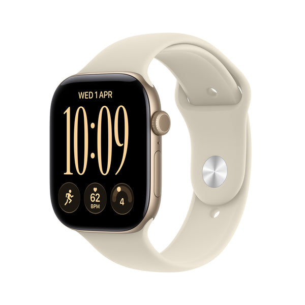 Apple Watch Series 12 GPS + Cellular 46mm Light Gold Aluminium Case with Sand Sport Band - S/M