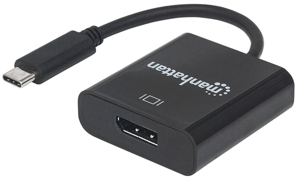 Manhattan USB-C to DisplayPort 1.2 Adapter Cable, 4K@30Hz, 21cm, Male to Female, Black, Lifetime Warranty
