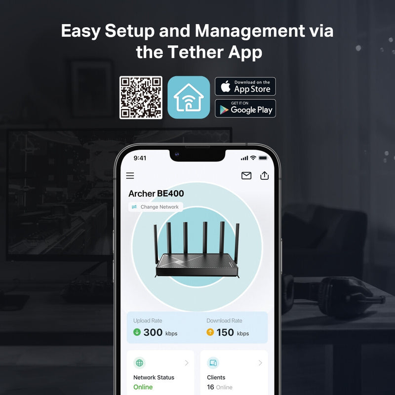 TP-Link Archer BE400 wireless router 2.5 Gigabit Ethernet Dual-band (2.4 GHz / 5 GHz) Black