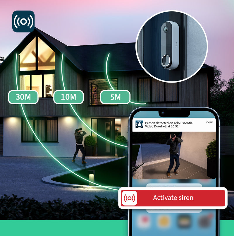 Arlo Essential 2K Video Doorbell & Chime White