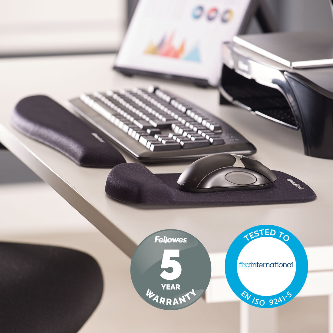 Fellowes Keyboard Wrist Rest - PlushTouch Wrist Rest with Non Skid Rubber Base & Antibacterial Protection - image 5