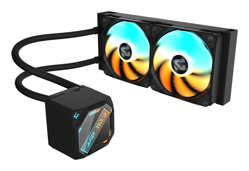GIGABYTE GAMING 240 Liquid CPU Cooler- 2x120mm ARGB Fans, slide-in interlocking mechanism, DAISY-CHAIN, Intel LGA 1851 and AMD AM5 Compatible