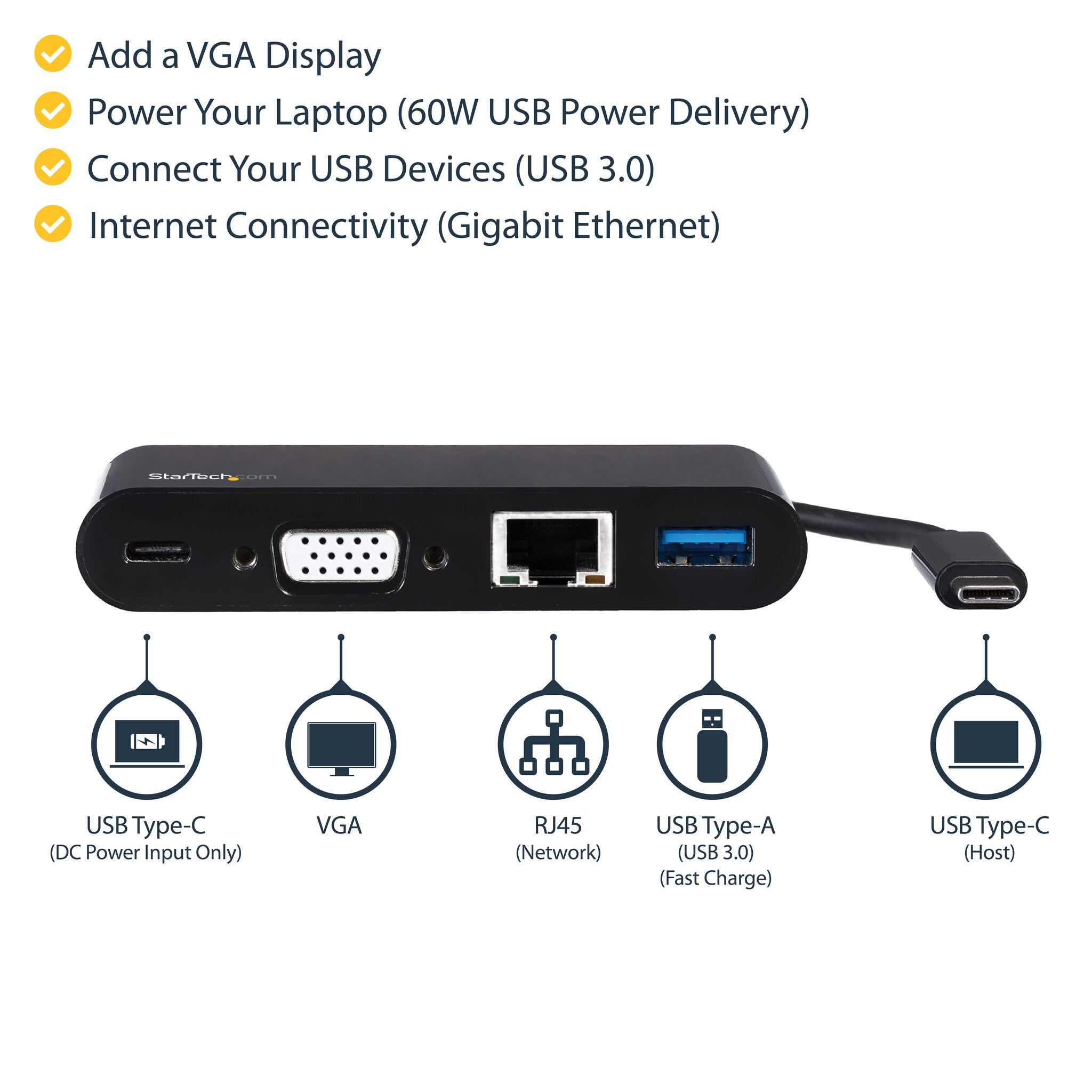 StarTech.com USB C Multiport Adapter - Mini USB-C Dock w/ Single ...