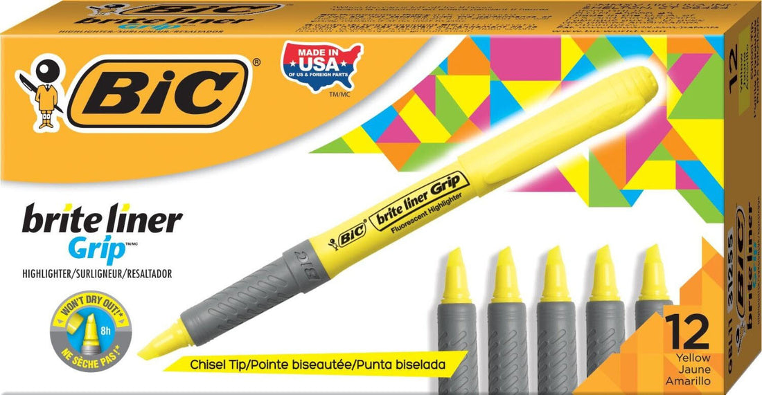 BIC 811935 marker 12 Chisel tip Yellow