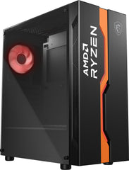 MSI MAG VAMPIRIC 011C Mid Tower Gaming Computer Case 'Black AMD RYZEN Edition, 1x 120mm RGB Fan, RGB Front Panel, Tempered Glass Panel, ATX, mATX, mini-ITX'