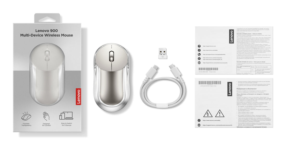 Lenovo 900 mouse Office Ambidextrous RF Wireless + Bluetooth Optical 4000 DPI - image 8