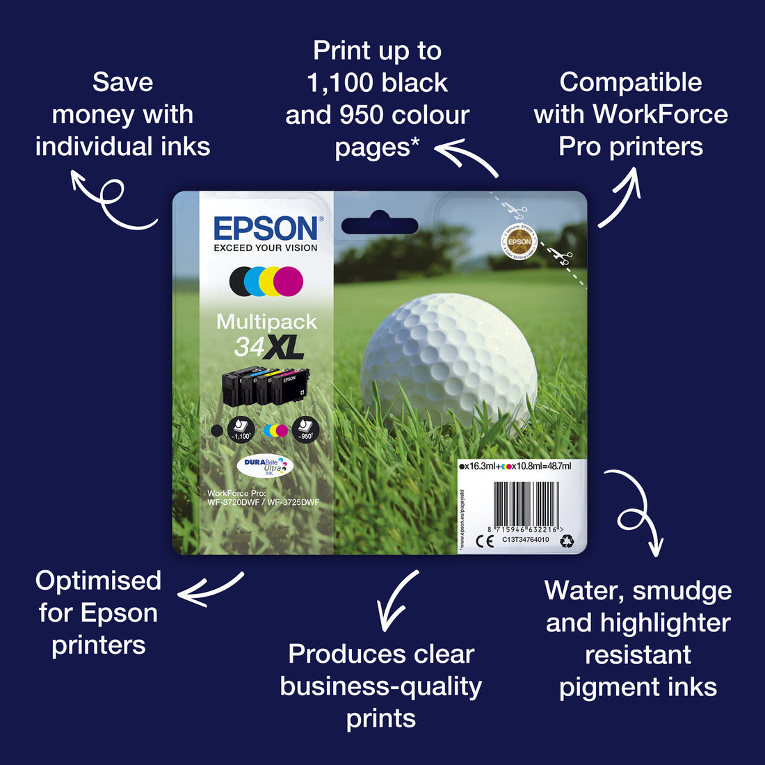 Epson Golf ball 34XL DURABrite Ultra Single Yellow Ink - image 4