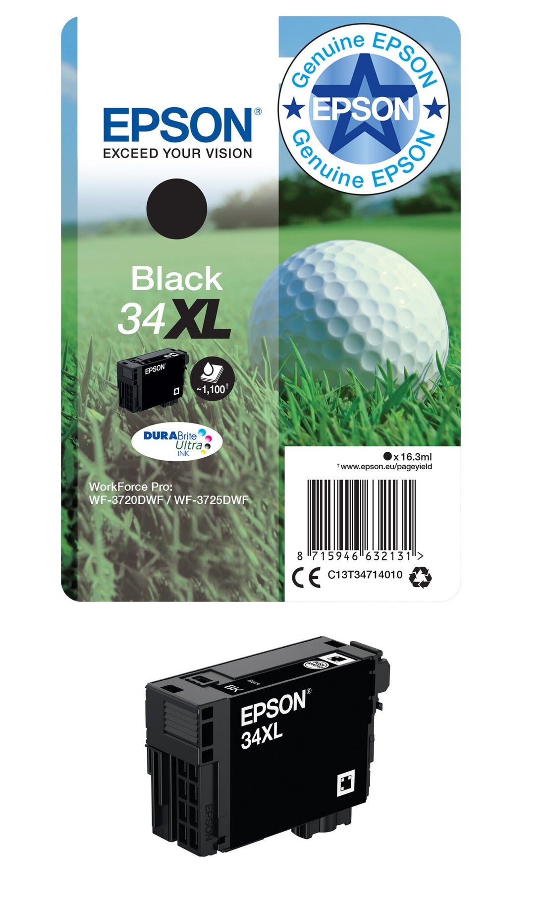 Epson Golf ball 34XL DURABrite Ultra Single Black Ink - image 2