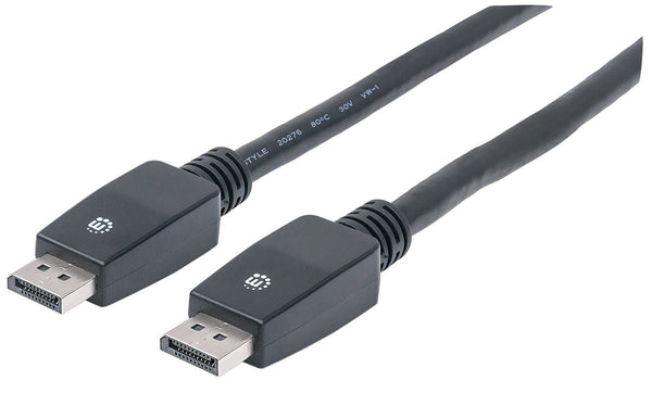 Manhattan DisplayPort 1.1 Cable, 4K@60Hz, 10m, With Latches, Fully Shielded, Black, Lifetime Warranty, Higher 4K Refresh Rate than DISPL10MA (Active 4K@30Hz)