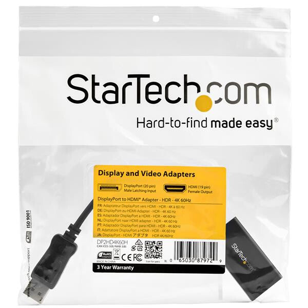 StarTech.com DisplayPort to HDMI Adapter - 4K 60Hz HDR10 Active DisplayPort 1.4 to HDMI 2.0b Video Converter - image 6