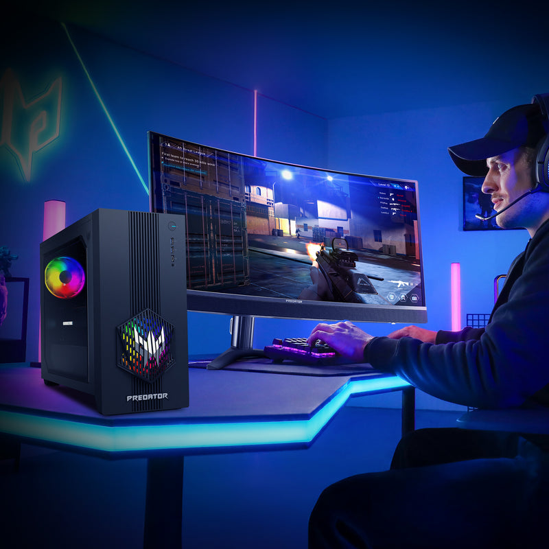 Acer Predator PO3-665 Gaming Desktop - Intel Core i5-14400F, 16GB RAM, 512GB SSD, NVIDIA GeForce RTX 5060, Windows 11, Black
