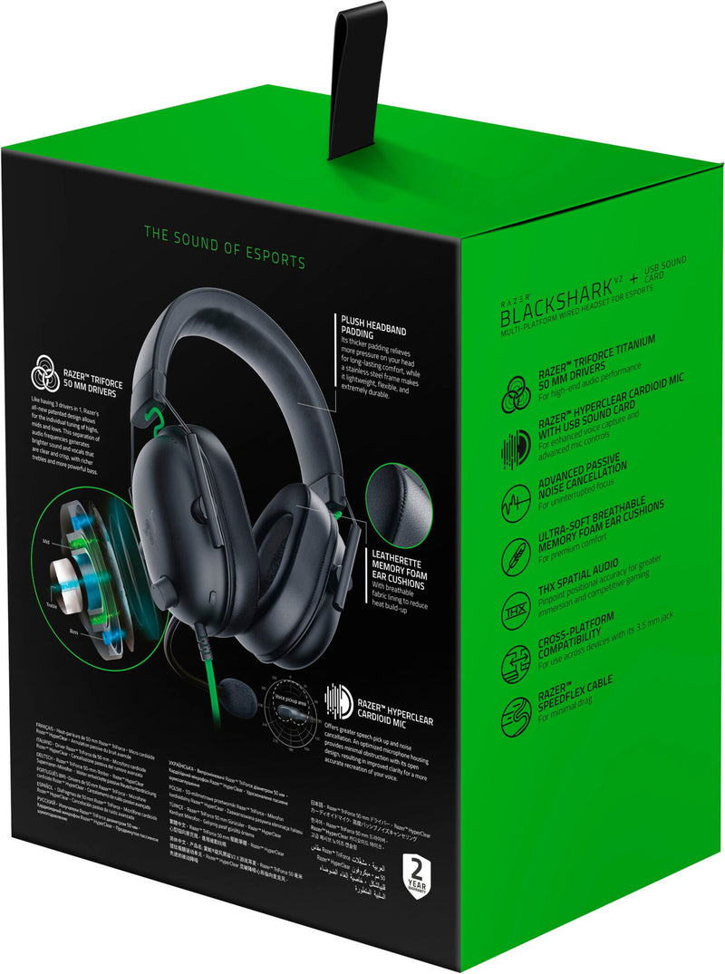 Razer Blackshark V2 X Headset Wired Head-band Gaming Black, Green