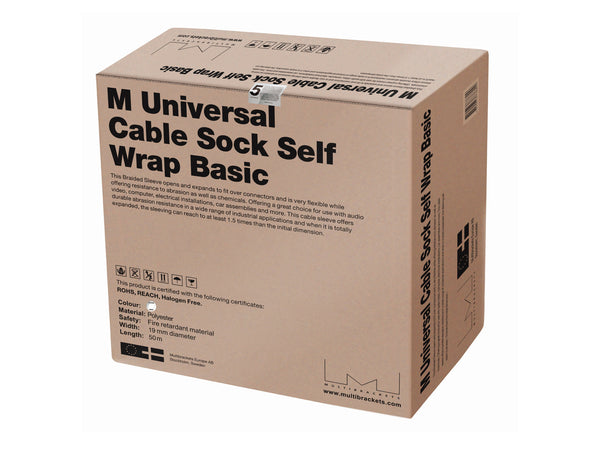 Multibrackets M Universal Cable Sock Self Wrap Basic 19mm White 50m