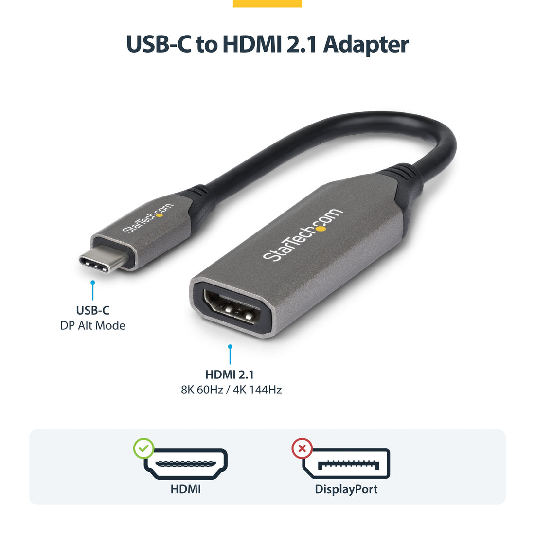 StarTech.com USB-C to HDMI Adapter, 8K 60Hz / 4K 120Hz, Thunderbolt / USB4 Compatible, USB C to HDMI 2.1 - image 6