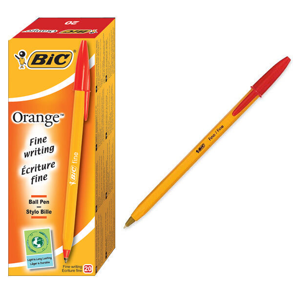 BIC Orange Fine Red Stick ballpoint pen 20
