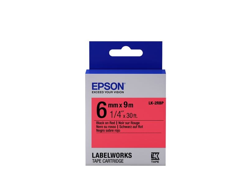 Epson Label Cartridge Pastel LK-2RBP Black/Red 6mm (9m)