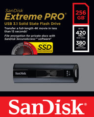 SanDisk Extreme Pro USB flash drive 256 GB USB Type-A 3.2 Gen 1 (3.1 Gen 1) Black