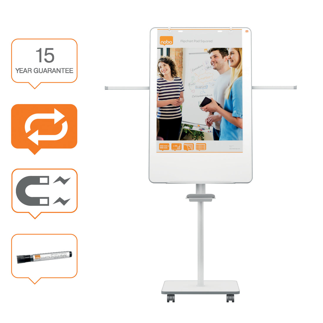 Nobo Move & Meet Mobile Magnetic Flipchart Easel 680x1040mm - image 2