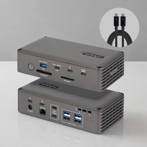 StarTech.com Thunderbolt 5 Dock with NVMe Slot for Mac and Windows, Up to Dual 8K 60Hz or Triple 4K 144Hz, 140W Laptop Charging, 5GbE, 120Gbps Bandwidth Boost