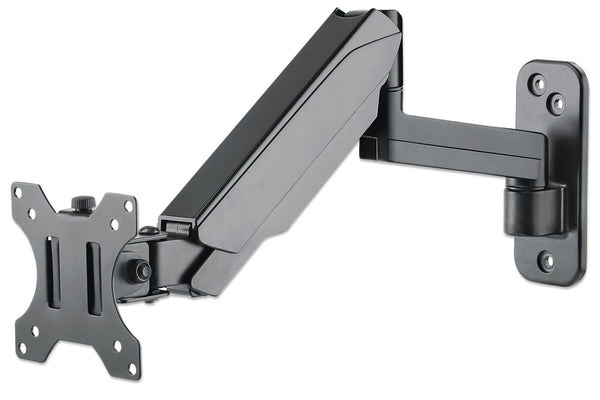 Manhattan Wall Mount for TV & Monitors (Spring Arm 3 pivots), For screens 17" to 32", VESA compatability: 75x75mm and 100x100mm - check the dimensions of the four mounting holes on back of screen to ensure it fits, Max 8kg, Black, Bracket, Lifetime Warran
