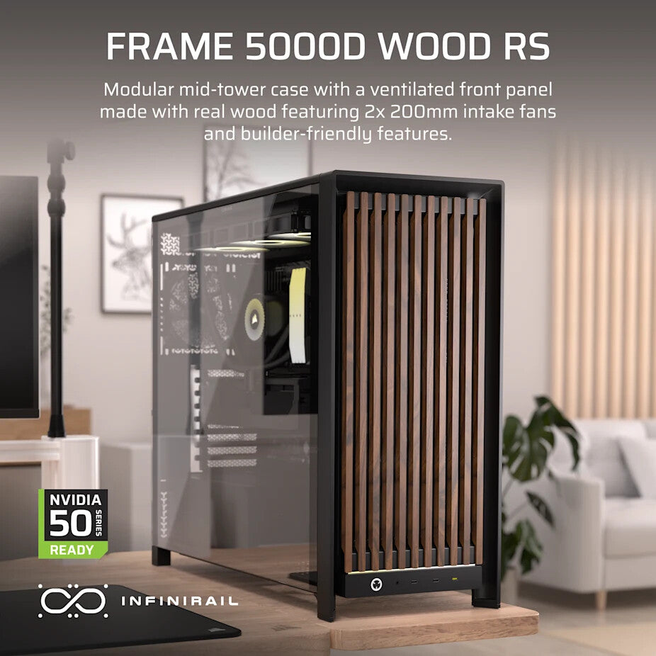 Corsair FRAME 5000D WOOD RS Midi Tower Black, Walnut - image 4