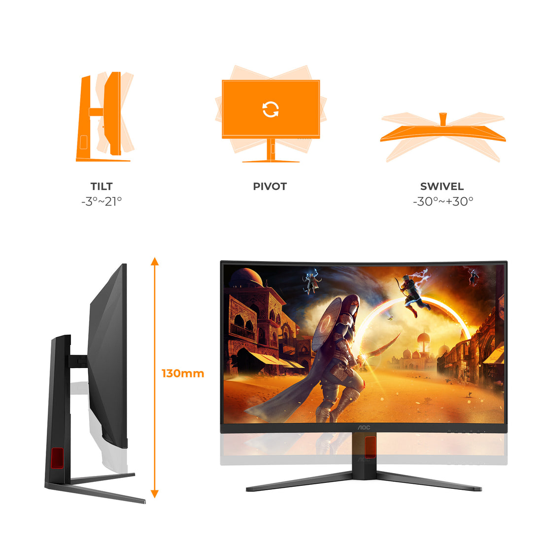 AOC G4 C32G4Z computer monitor 31.5" 1920 x 1080 pixels Full HD LCD Black, Red - image 4