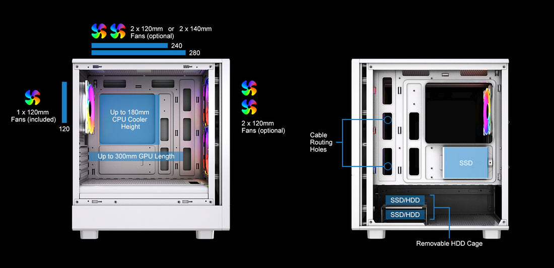 VIDA SPIRE M MATX WHITE GAMING CASE Micro Tower - image 6