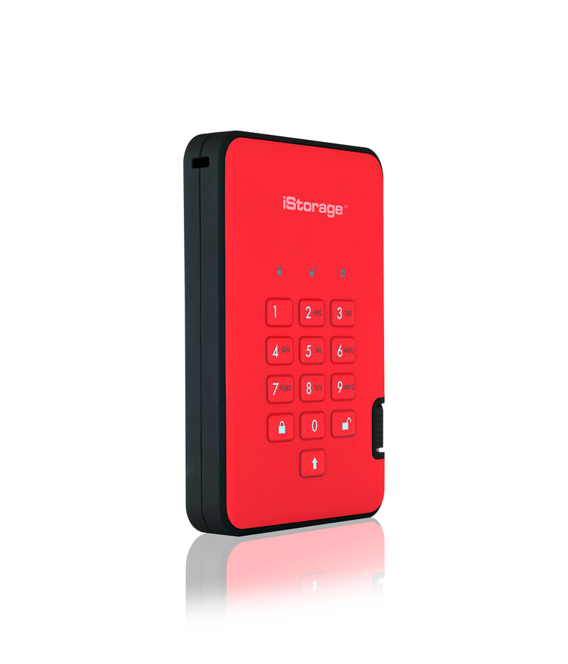 iStorage diskAshur² HDD 500GB Red | Secure Portable Hard Drive |AES-XTS 256-bit Hardware Encryption | PIN protected | OS & Platform Independent | TAA Compliant|Brute force hack defence | Dust/Water Resistant