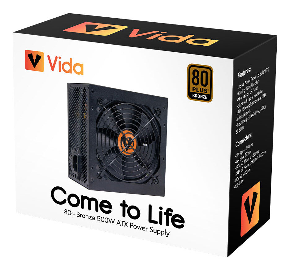 VIDA ATX-500W power supply unit 24-pin ATX Black - image 4