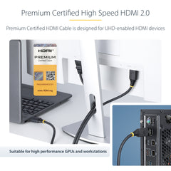StarTech.com 4m (13ft) Premium Certified High Speed HDMI Cable, 4K 60Hz/1440p 144Hz, HDR10/HDCP 2.2/ARC, 18Gbps, UHD HDMI 2.0 Cord for TV/Monitor/Display, TPE Jacket