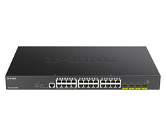 D-Link DGS-1250-28XMP 28 Port Gigabit Smart Managed Switch with 10G Uplinks & Power over Ethernet (PoE) Black