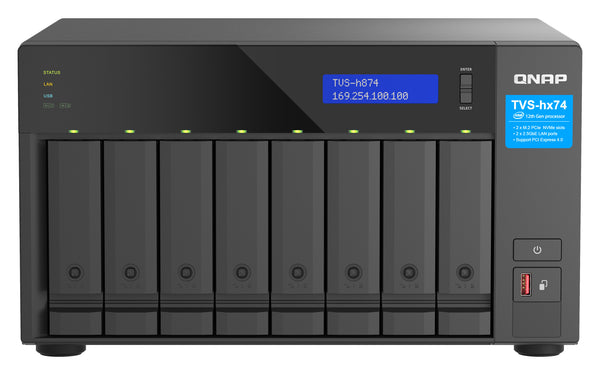 QNAP TVS-h874 NAS Tower Intel® Core™ i7 32 GB DDR4 80 TB HDD QuTS hero Black