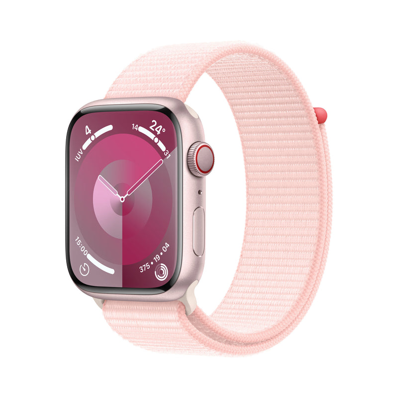Apple Watch Series 9 GPS + Cellular 45mm Pink Aluminium Case w/ Light Pink Sport Loop
