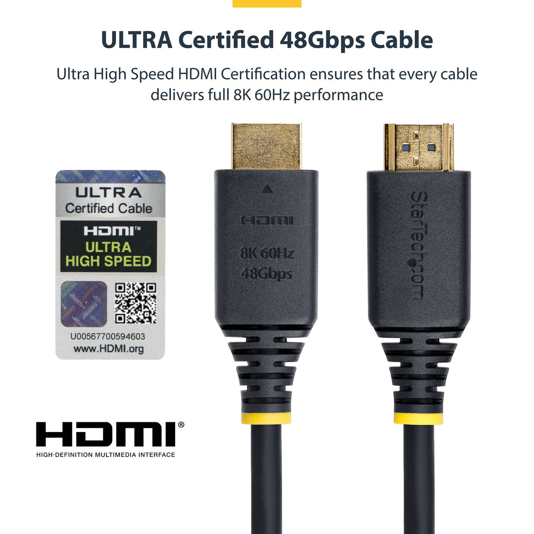 StarTech.com 50cm (1.6ft) Certified Ultra High Speed HDMI Cable, 8K 60Hz/4K 120Hz, HDMI 2.1 Cable with HDR10+ - image 12